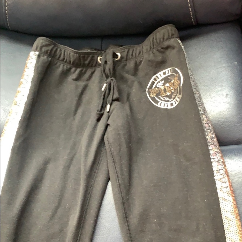 NWOT PINK black sweatpants with sequin detail-XS